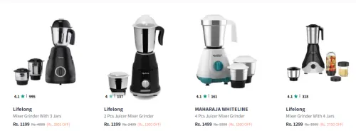 Image of Branded 3 Jar Mixer Grinder Starting at ₹1199 + Extra 20% Discount with Coupon Code