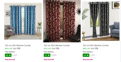 Image of Branded (5ft) Window Curtain Starting At ₹70