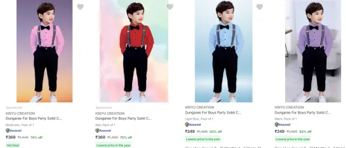 Image of Branded Boys Party Cotton‑Blend Dungaree Up to 83% Discount