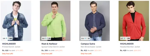 Image of Branded Collar Jacket at Minimum 80% Discount