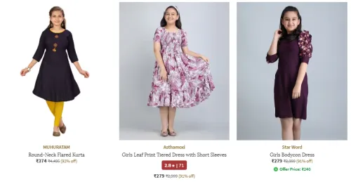 Image of Girls Branded Clothing @ Minimum 90% Discount