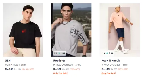 Image of Branded Men's Oversized T-shirt Starting At @₹148
