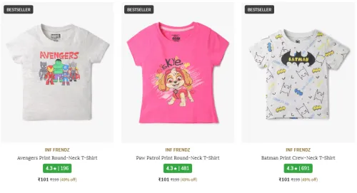 Image of Branded Print Round-Neck T-Shirt for girls Starting at ₹101