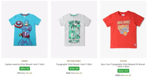 Image of Branded Printed Round-Neck T-shirt for Boys & Girls Starting at ₹75
