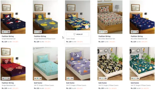 Image of Branded Single Bedsheet with 1 Pillow Cover Starting At @ ₹129