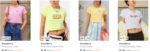 Image of Branded Women Crop T-shirt Starting At @ ₹99