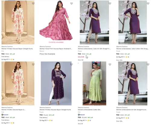 Image of Branded Women Rayon Straight Kurta Starting At @ ₹86