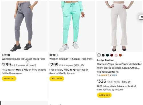 Image of Branded Women's Polyester Casual Pants Starting Price At @ ₹299