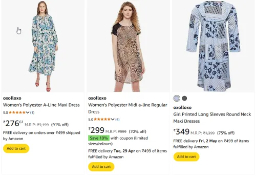 Image of Branded Women's Polyester Maxi Dress Starting Price At @ ₹276