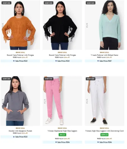 Image of BRAVE SOUL Brand Women's Clothing @ Flat 80% Discount