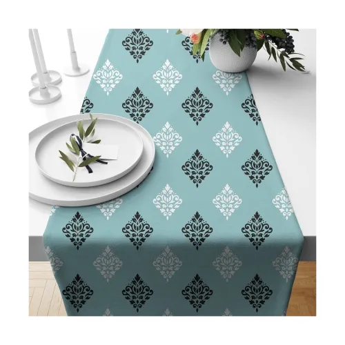 Image of BRICK HOME Poly Cotton 6 Seater Table and Bed Runner