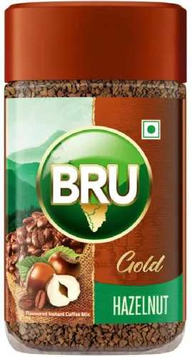 Image of BRU Gold Freeze Dried Hazelnut Instant Coffee (55 g, Hazelnut Flavoured).