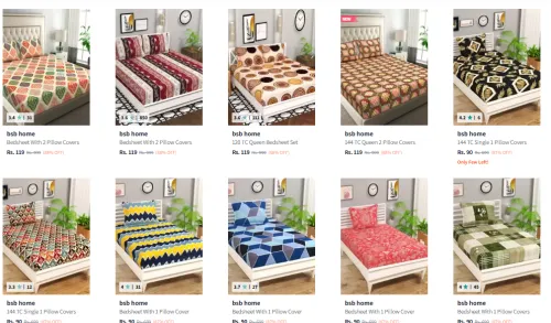 Image of bsb home Bedsheet With 2 Pillow Covers starting @ ₹119