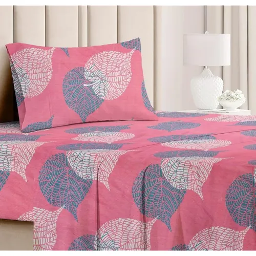 Image of BSB HOME Premium Glace Cotton Floral Single Size Bedsheet with 1 Pillow Cover