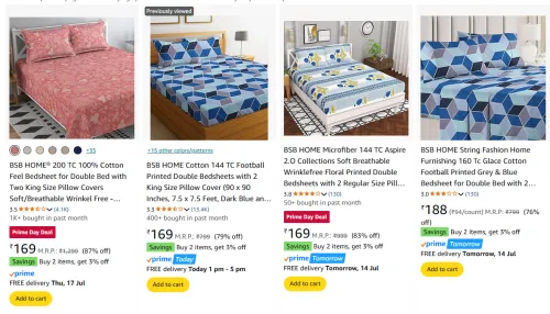 Image of BSB Home Double Bedsheets From ₹169