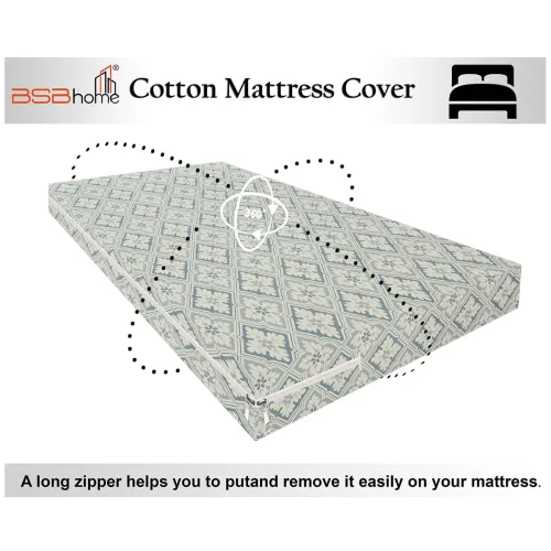 Image of BSB HOME® Premium Cotton Printed Mattress Cover with Zipper Chain
