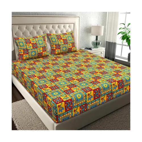 Image of BSB HOME Pure Microfiber Jaipuri Rajasthani Print Double Bedsheet