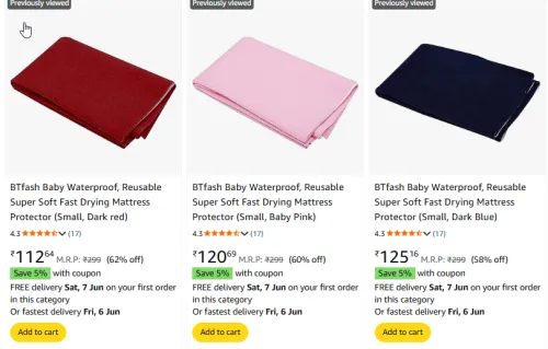 Image of BTfash Baby Waterproof Mattress Protector starting @ ₹112