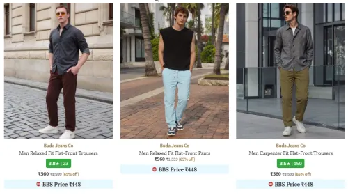 Image of BUDA JEANS CO. Brand Men's Trousers & Pants @ Up to 70% Discount