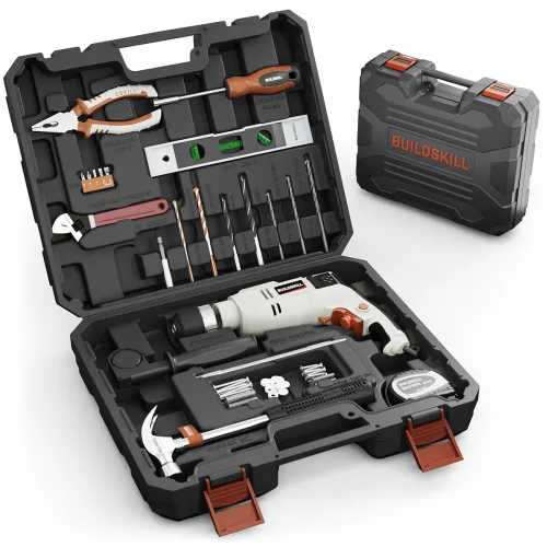 Image of BUILDSKILL 61 Pcs 650W copper armature professional impact drill machine tool kit |