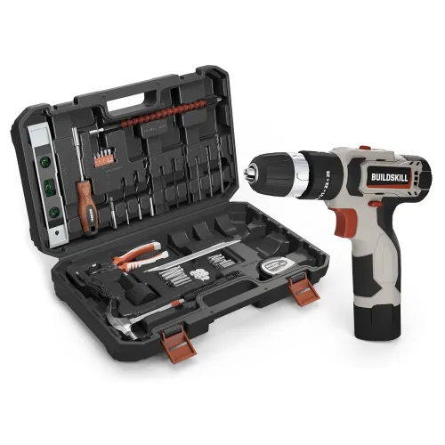 Image of BUILDSKILL 69-Pcs Cordless Drill Kit (12V, 10MM, Tool Set)