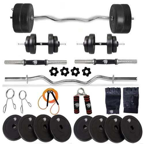 Image of BULLAR 10 kg Home Gym Set with Curl Rod and Dumbbell Rods