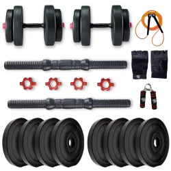 BULLAR Adjustable Dumbbells Set 12KG (Rods + Plates + Accessories)