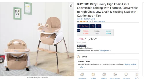 Image of BUMTUM 4-in-1 Convertible Baby High Chair