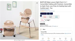 BUMTUM 4-in-1 Convertible Baby High Chair
