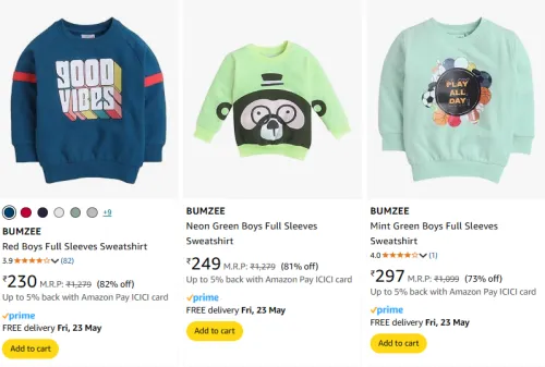 Image of BUMZEE Boy's Sweatshirt at minimum 70% Discount