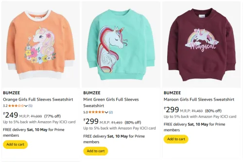 Image of BUMZEE Girl's Sweatshirt at minimum 75% Discount