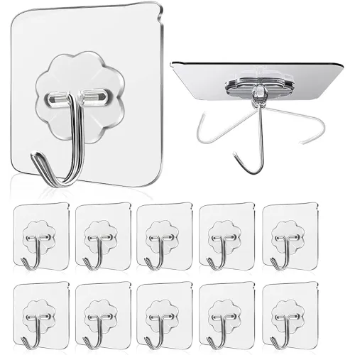 Image of BUYERZONE 10 Pcs Adhesive Flower Wall Hooks