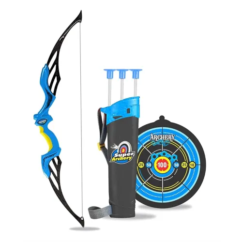 Image of Cable World Sports Super Archery Bow and Arrow Set with Dart Target Board.