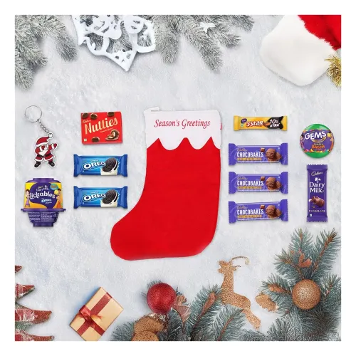Image of Cadbury assorted treats with Christmas stocking and key chain, 630.5 g