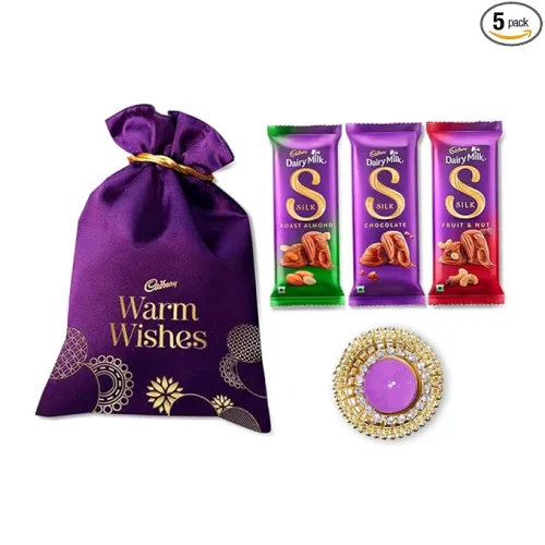 Image of Cadbury Celebrations Special Silk Chocolates Potli Diwali Gift Pack With Diya, 150 g