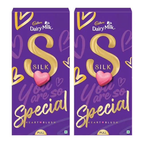 Image of Cadbury Dairy Milk Silk Valentine's Heart Blush Chocolate Bar Gift Pack, 250 g (Pack of 2).
