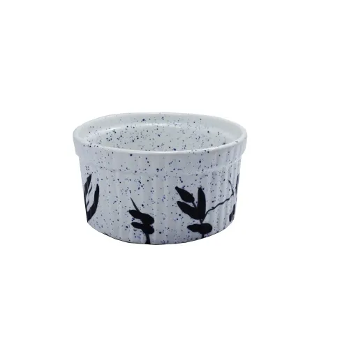 Image of Caffeine White Ceramic Bamboo Ramekin Bowl