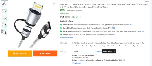 Image of Callmate 2-in-1 60W 1m Type-C