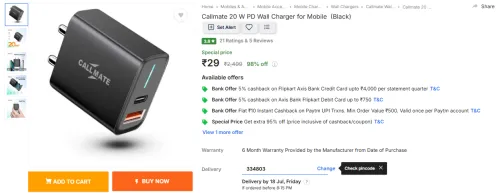 Image of Callmate 20 W PD Wall Charger for Mobile