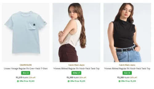 Image of CALVIN KLEIN Regular Fit Clothing up to @₹75% Discount 