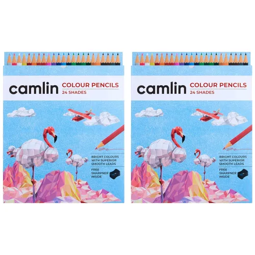 Image of Camlin Colour Pencils Full Size-24 Shades | Blue (Pack of 2)