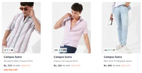 Image of Campus Sutra Brand Men's Clothing @ Flat 80% Discount