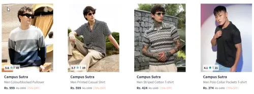 Image of Campus Sutra men's Clothing Starting At @₹374