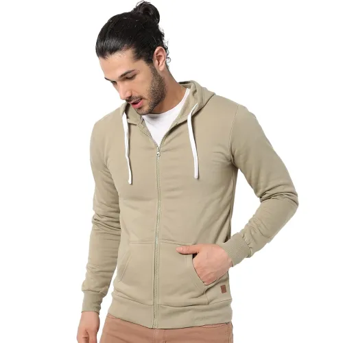 Image of Campus Sutra Men's Dark Blue Zip-Front Hoodie