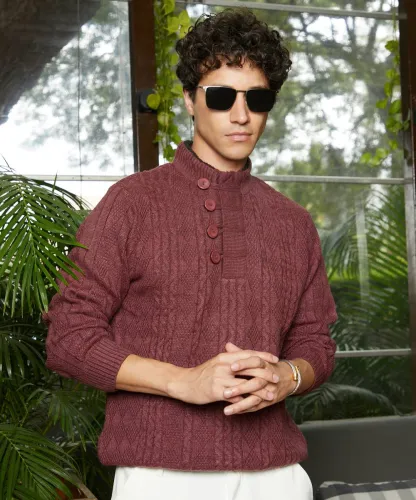 Image of CAMPUS SUTRA Men Self Design Round Neck Sweater