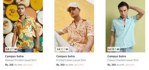 Image of Campus Sutra Men Shirt Minimum 70% Discount