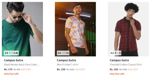 Image of Campus Sutra Men's Clothing Minimum 80% Discount