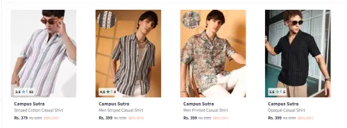 Image of Campus Sutra Men's Clothing Minimum 80% Discount