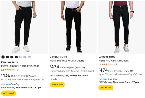 Image of Campus Sutra Men's Jeans at minimum 71% Discount