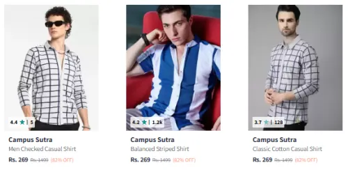 Image of Campus Sutra Men's Shirt at Minimum 80% Discount